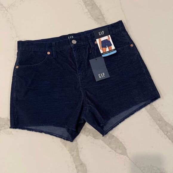 Gap NWT Corduroy Raw Hem Cut Off Shorts Women's 10 Blue Mid Rise Stretch Preppy - Picture 1 of 9